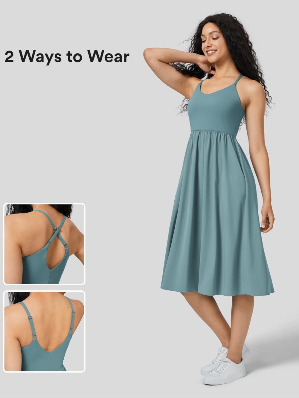 Breezeful™ Adjustable Strap Backless Pocket Flowy Midi Slip Dress